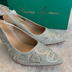 Lauren Lorraine Glittering Silver Slingback Heels